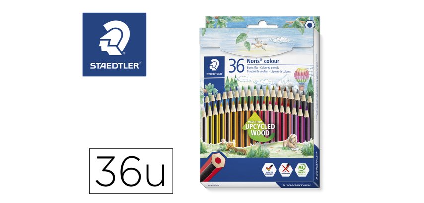 Lapices de colores staedtler upcycled wood ecologico 36 colores en caja de carton