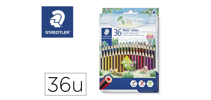 Lapices de colores staedtler upcycled wood ecologico 36 colores en caja de carton