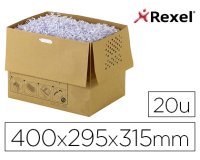 Bolsa de residuos rexel reciclable para destructora auto+300x capacidad 40 l pack de 20 unidades 400x295x315 mm