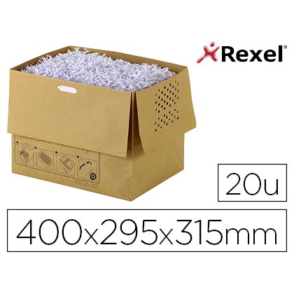 Bolsa de residuos rexel reciclable para destructora auto+300x capacidad 40 l pack de 20 unidades 400x295x315 mm