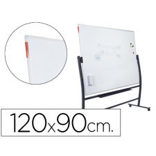 Pizarra blanca rocada lacada magnetica con soporte volteable doble cara 90x120 cm