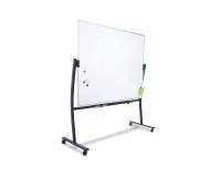 Pizarra blanca rocada vitrificada magnetica con soporte volteable doble cara 90x120 cm