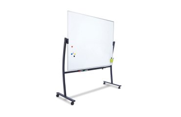 Pizarra blanca rocada vitrificada magnetica con soporte volteable doble cara 90x120 cm