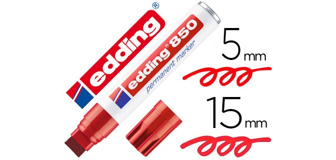 Rotulador edding marcador permanente 850 rojo punta biselada 5-15 mm recargable