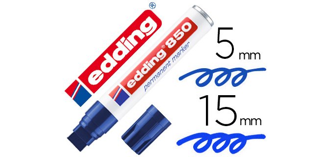 Rotulador edding marcador permanente 850 azul punta biselada 5-15 mm recargable