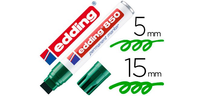 Rotulador edding marcador permanente 850 verde punta biselada 5-15 mm recargable