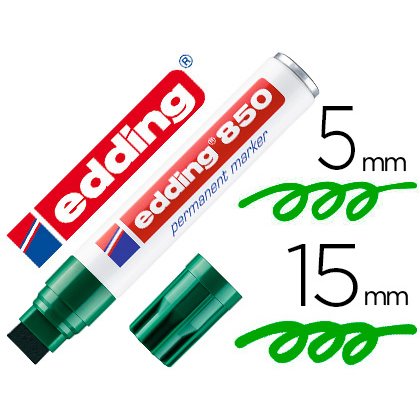 Rotulador edding marcador permanente 850 verde punta biselada 5-15 mm recargable