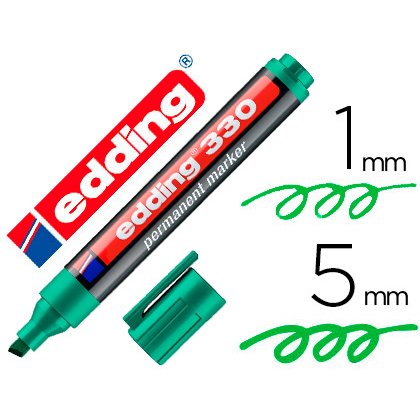 Rotulador edding marcador permanente 330 verde punta biselada 1-5 mm recargable