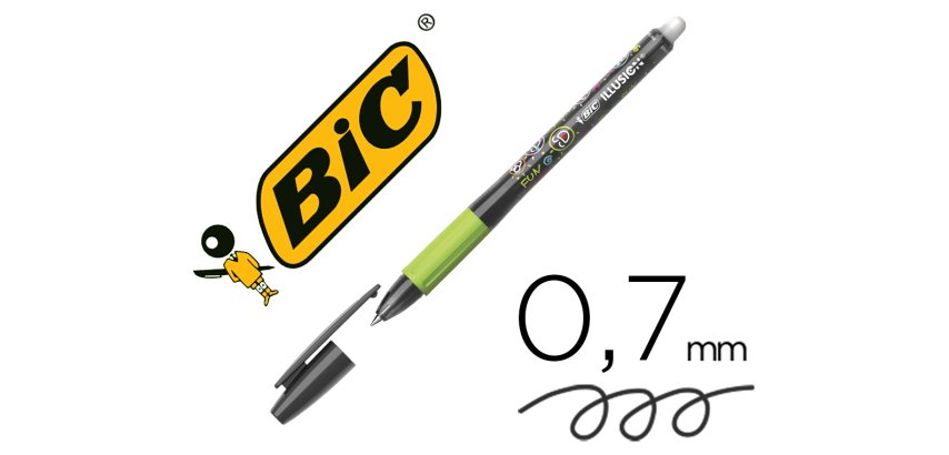 Boligrafo bic gelocity illusion borrable negro punta de 0,7 mm