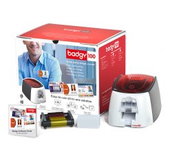 Impresora de tarjeta badgy 100 incluye cinta 50 tarjetas y programa edicion badge studio