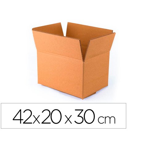 Caja para embalar q-connect americana ultra resistente carton reciclado canal doble 7mm color kraft 420x200x300 mm