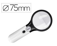 Lupa q-connect electrica aro abs 75 mm 3 aumentos 3 bombillas led lente 70 mm