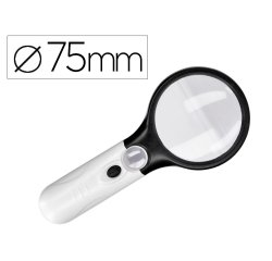 Lupa q-connect electrica aro abs 75 mm 3 aumentos 3 bombillas led lente 70 mm
