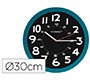 Reloj q-connect de pared plastico oficina redondo 30 cm color azul y esfera color negro