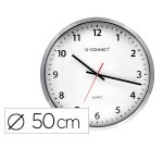 Reloj q-connect de pared plastico oficina redondo 50 cm marco cromado