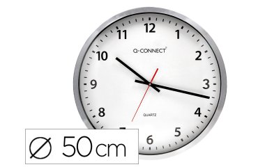 Reloj q-connect de pared plastico oficina redondo 50 cm marco cromado