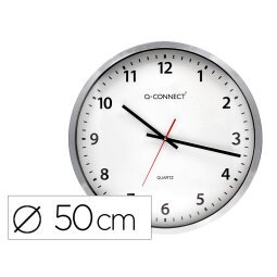 Reloj q-connect de pared plastico oficina redondo 50 cm marco cromado