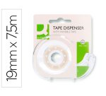 Cinta adhesiva q-connect invisible 7,5 m x 19 mm con portarrollo en blister