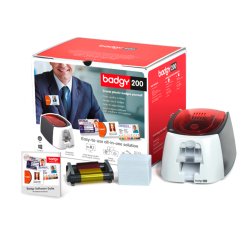 Impresora de tarjeta badgy 200 incluye cinta 100 tarjetas y programa edicion badge studio+