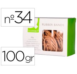 Gomillas elasticas q-connect 100 gr 100x3 mm numero 34