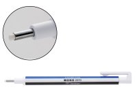 Portagomas tombow mono zero con clip goma redonda 2,3 mm diametro color azul blanco y negro