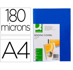Cubiertas de encuadernar Q-connect PVC A4 opaca azul 180 micras - Paquete de 100 unidades