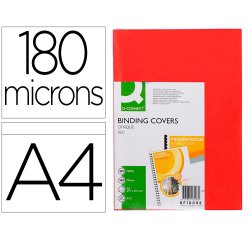 Cubiertas para encuadernar Q-connect PVC A4 opaca rojo 180 micras -Paquete de 100 unidades