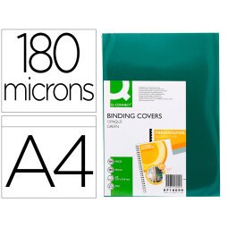 Cubiertas para encuadernar Q-connect PVC A4 opaca verde 180 micras - Paquete de 100 unidades