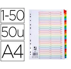Separador numerico q-connect carton 1-50 juego de 50 separadores din a4 multitaladro