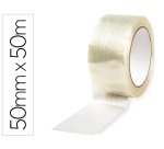 Cinta adhesiva monofilamentos transparente q-connect 50 m x 50 mm 