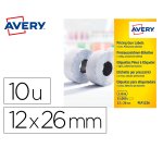 Etiqueta avery 1 linea adhesivo permanente 26x12 mm blanca rollo 1500 unidades caja de 10 unidades