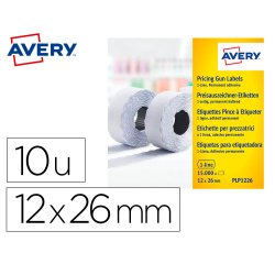 Etiqueta avery 1 linea adhesivo permanente 26x12 mm blanca rollo 1500 unidades caja de 10 unidades