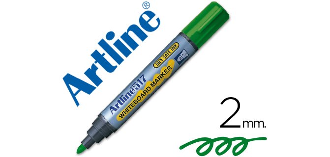 Rotulador artline pizarra ek-517 verde punta redonda 2 mm tinta de bajo olor