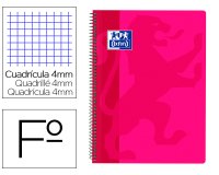 Cuaderno espiral oxford school classic tapa polipropileno folio 80 h cuadro 4 mm con margen fucsia