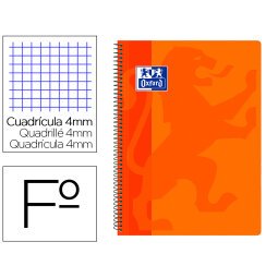 Cuaderno espiral oxford school classic tapa polipropileno folio 80 hojas cuadro 4 mm con margen