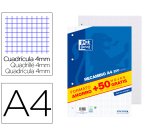 Recambio oxford din A4 200 + 50 hojas GRATIS cuadro 4 mm con margen