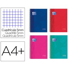 Cuaderno espiral oxford surt europeanbook 10 school classic tapa extradura din a4+ 150 hojas cuadro 5 mm con