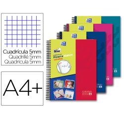 Cuaderno espiral oxford europeanbook 5 write&erase school classic din a4+ 120 hojas cuadro 5 mm con margen