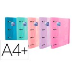 Carpeta con recambio oxford europeanbinder touch pastel 4 anillas 35 mm din a4+ tapa extradura con gomilla colores