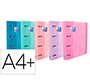 Carpeta con recambio oxford europeanbinder touch pastel 4 anillas 35 mm din a4+ tapa extradura con gomilla colores