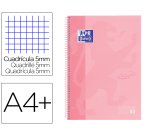 Cuaderno espiral oxford ebook 1 school touch te din a4+ 80 hojas cuadro 5 mm con margen flamingo pastel