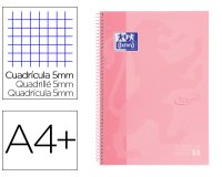Cuaderno espiral oxford ebook 1 school touch te din a4+ 80 hojas cuadro 5 mm con margen flamingo pastel