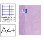 Cuaderno espiral oxford ebook 1 school touch te din a4+ 80 hojas cuadro 5 mm con margen malva pastel
