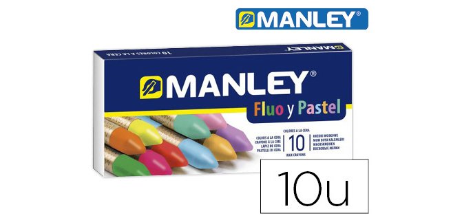 Lapices cera manley fluor y pastel caja de 10 colores surtidos