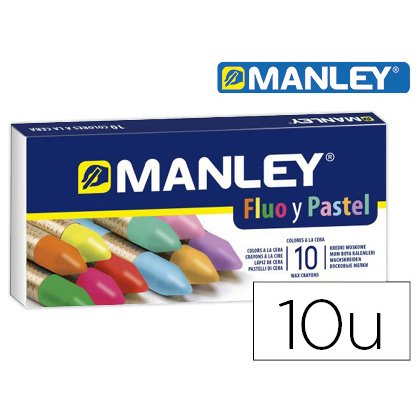 Lapices cera manley fluor y pastel caja de 10 colores surtidos