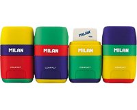 Sacapuntas milan plastico 2 usos con goma compact mix