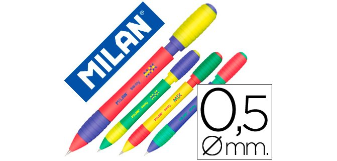 Portaminas milan sway mix 0,5 mm con goma colores surtidos