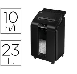 Destructora de documentos fellowes auto+100m capacidad de corte 100 hojas destruye grapas clips y tarjetas 23l