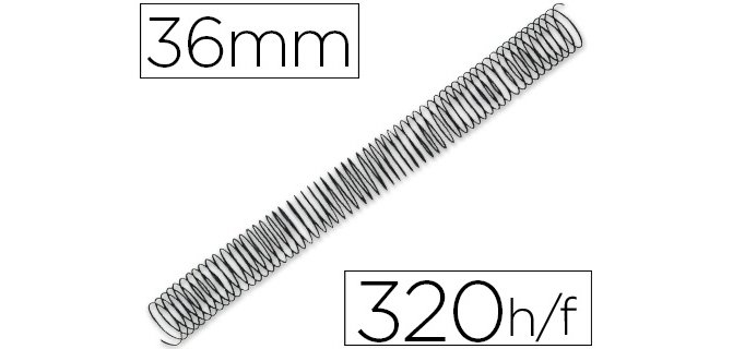 Espiral metalico q-connect 64 5:1 36mm 1,2mm caja de 25 unidades