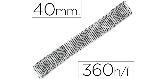 Espiral metalico q-connect 64 5:1 40mm 1,2mm caja de 25 unidades